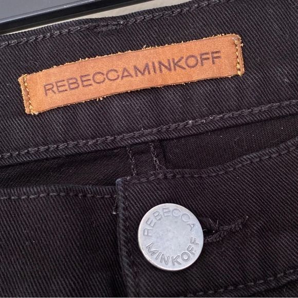 Rebecca Minkoff, Mid Rise Thompson Distressed Skinny Jeans, Black‎ - Picture 6 of 8